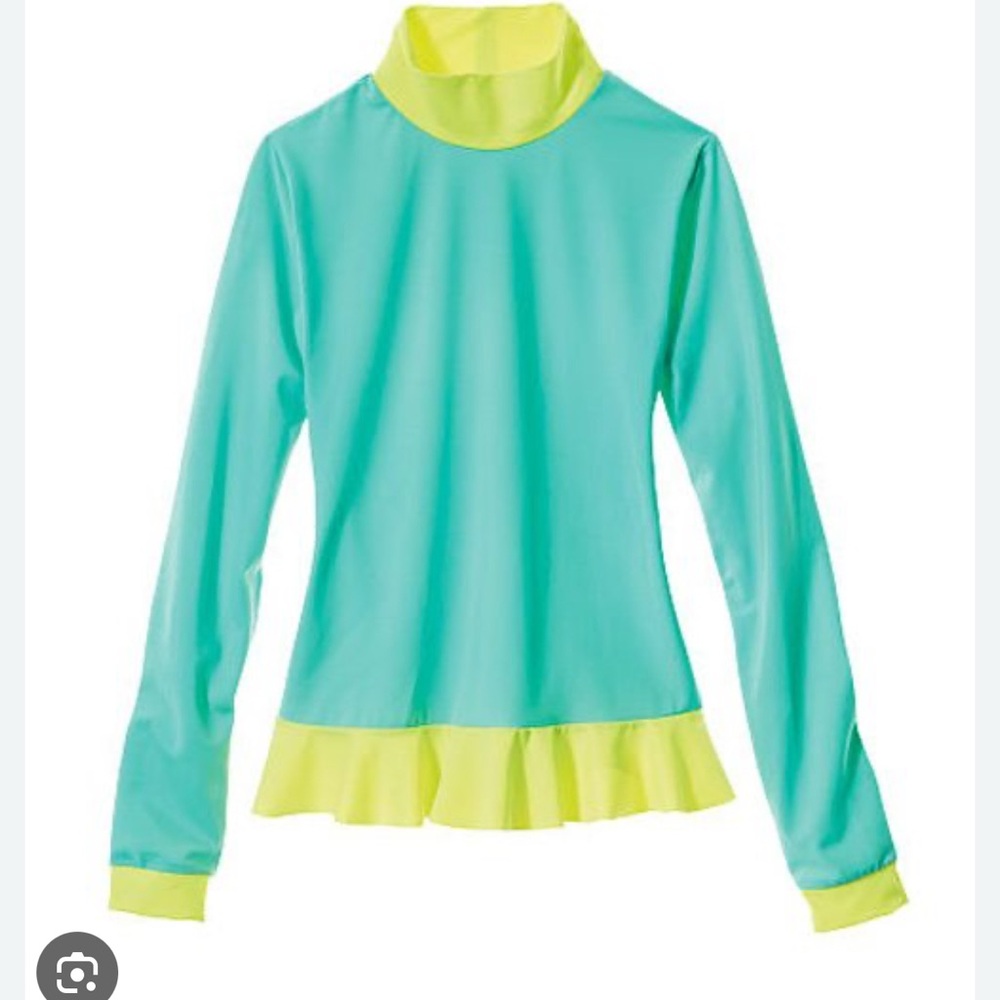 NWOT VICTORIA’S SECRET  AQUA & LIME RASH GUARD M
